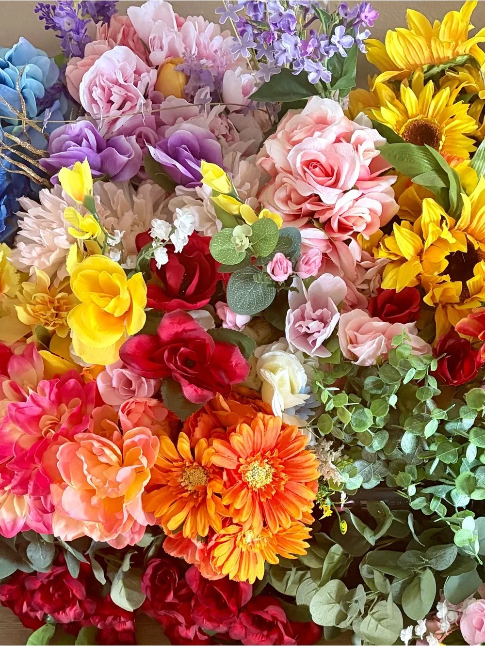 Assorted Artificial Flower Bundle - Multi-Color Decorative Arrangement
